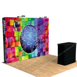 10ft Custom Fabric Pop Up Stand Display Banner Sign Back Wall Trade Show Booth