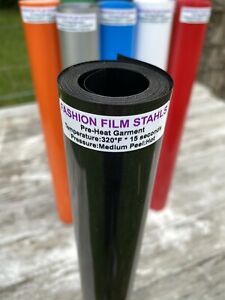 5 YARDs BLACK Fashion Film HTV Iron On Vinyl 15&#034; Wide 9 Colors Available HOTDEAL