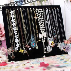 Large Black Velvet Earring Necklace Chain Display Pad with 17 Hooks &amp; Easel