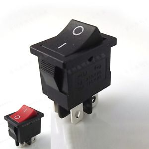 5pcs ON/OFF Rectangle Rocker Switch 4 PiN Red Black 6A/250V Power Switch 21*15mm