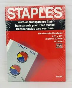 Staples Write On Transparency Film 8.5&#034; x 11&#034; 100 Sheets SL5260, New Sealed