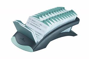 DURABLE TELINDEX, Black Desk Address Card File, 500 Double-Sided Cards, 25