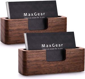 MaxGear Business Card Holder Wood Business Cards Holder for Desk Business Card D