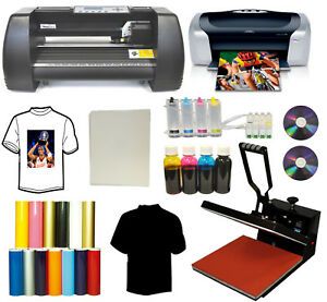 15x15 Heat Press C88+ Printer CISS 14&#034; Laser Point Vinyl Cutter Plotter Startup