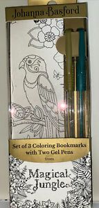 Johanna Basford - Magical Jungle Set of 3 Coloring Bookmarks with 2 Gel Pens
