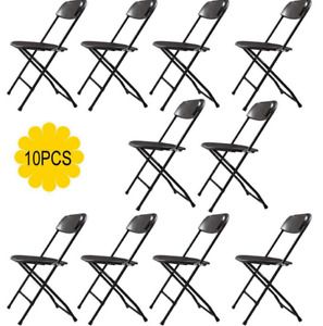 Set of 10 Folding Chairs Heavy Duty Steel Frame Plastic Commercial Wedding Party
