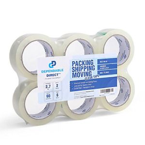 Packstrong Industrial Grade Clear Packing Tape 6 Rolls - 60 Yards per Roll - 2&#034;