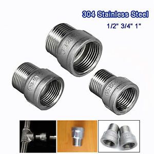 BSP Male x Female 1/2&#034; 3/4&#034; 1&#034; Stainless Steel Straight Adaptors Pipe Fittings