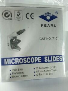 Microscope Slides Free Shipping Pearl 72 count Cat No. 7101 Ground edges 1&#034; X 3&#034;