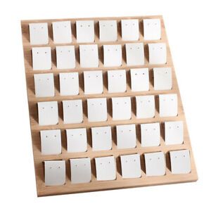 Jewelry Display Stand Holder Rack Wood Tray Earring Organizer 72 Holes - White
