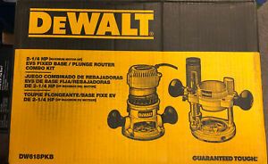 DeWALT DW618PKB 2-1/4 HP EVS Fixed Based Plunge Router Combo Kit **Brand New**