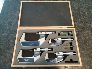 Set of 4 Mitutoyo Digital Micrometer Set 0&#034;-4&#034;