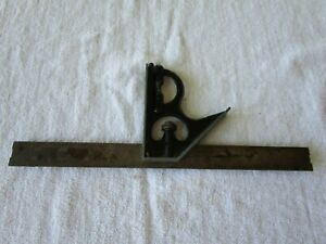 VTG Union Tool Co. 12&#034; Carpenters Combination Square Rule Level, Orange, MA