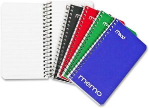 Mead Small Spiral Notebooks, Lined College Ruled Paper, Pocket Notebook, Memo 60