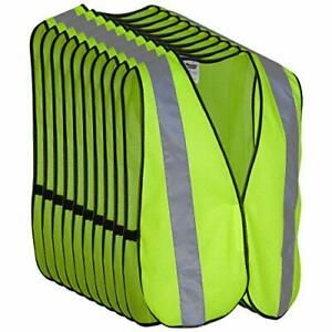 Safety Vest with High Visibility   2 Inch Reflective Strips  Bright Neon Yellow