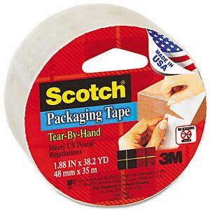 3M 3842 Tear-By-Hand Packaging Tape  2   x 38 Yards  3   Core  Clear