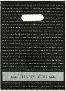 9x12 Black&#034;Thank You&#034; Die Cut Handle Plastic Bags 50 Count (Pack of 1), Black