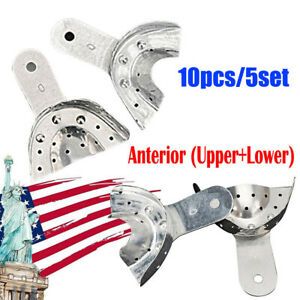 5Pairs Aluminum Dental Perforated Impression Trays Bites Anterior(Upper+Lower)