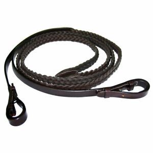 Exselle AERE170 0.12 x 60 in. Plaited Leather Reins - Havana