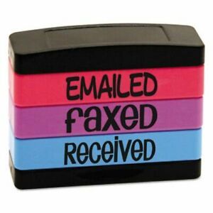 Stack Stamp, &#034;Emailed, Faxed, Received&#034;, Assorted Fluorescent Ink (USS8800)