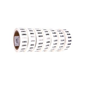 Clothing Size Strip Labels - 1.25&#034; X 5&#034; - 250 Strips Per Roll - 1500 Labels T...