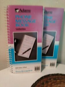 2 Adams Carbonless 2-Part Phone Message Books Vintage 1992 1993