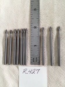 10 NEW 1/8&#034; (.125) SHANK CARBIDE BURRS. DOUBLE CUT OVAL. 2&#034; OAL. USA MADE (R427)