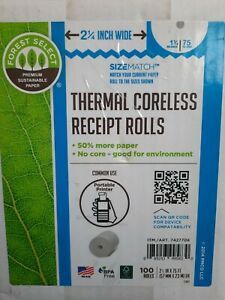 New 100ct Forest Select Premium Thermal Receipt Paper Roll, White, 2-1/4&#034; x 75&#039;