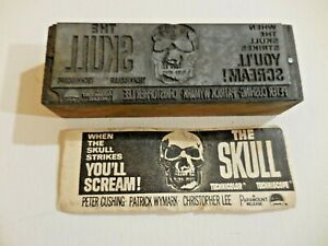 THE SKULL 1965 Movie Ad Wood Printing Press Block Stamp Christopher Lee