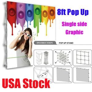 8ft Tension Fabric Pop Up Display Backdrop Stand Trade Show Exhibition Booth