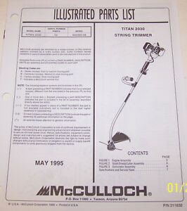McCULLOCH TRIMMER TITAN 2030 OEM ILLUSTRATED PARTS LIST