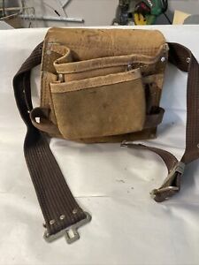 VTG McGuire Nicholas 8 Pocket Carpenter Tool Nail Pouch &amp; belt Suede Leather 823