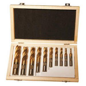 DAYTON 16N203 Flute End Mill Set,10 Pcs