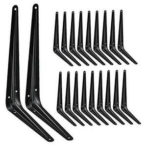 20 Pack Shelf Brackets 12 inches, Heavy Duty Black Iron 12 x 10 inch- 20 Pack