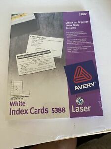 AVERY 5388 White Index Cards 3x5 for Laser Inkjet Create and Organize 150 Count