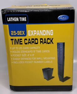 NEW Lathem Time Expanding Time Card Rack 25-Pocket- Holds 9&#034; Cards Plastic Black