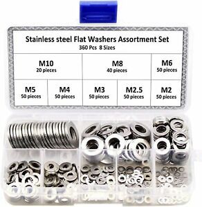 Flat Washers Stainless Steel Flat Washer Assortment Set (M2 M2.5 M3 M4 M5 M6 ...