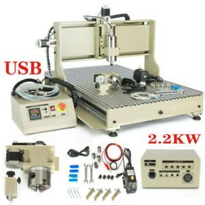 USB 4 Axis 2.2KW CNC 6090 3D Cutter Engraver Engraving Machine Milling Drilling