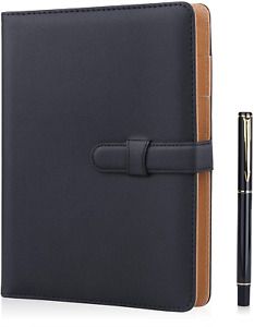 Minlna Binder 6 ring Notebook A5 Leather Notebook Journal/Refillable Loose Leaf