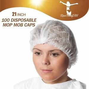 100 Disposable Mop Mob Bouffant Caps 21inch Clipped Hair Head Cover Net For Or