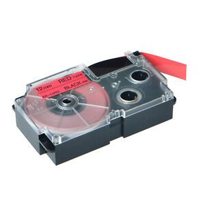 Compatible with Casio XR-12RD Black on Red Label Tape for EZ KL-60 12MM 1PK