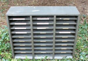 Vintage Deltronics Industrial Metal 30 Compartment Cabinet Cubbies