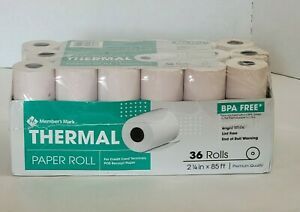 36 Rolls 2 1/4&#034; x 85&#039; Member&#039;s Mark Thermal Paper Credit Card POS