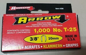Arrow #256 T25 Round Crown Staples 3/8&#034; 10mm (Qty 1000)