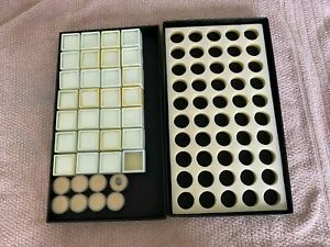 BLACK GEM JAR TRAY WITH 36 SQUARE JARS &amp; FOAM PAD FOR 50 JARS (1) FREE GEMSTONE