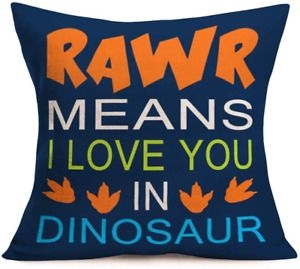 Tlovudori Cotton Linen Pillow Covers Multicolor Quote Letters RAWR Means I Love