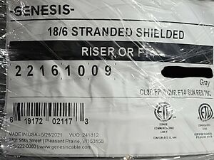 Honeywell Genesis 2216 18/6C Shielded Riser Security/Control Cable CMR Gray/50ft