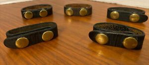 Vintage Leather &amp; Brass Gun Belt Police Duty Belt Buddy Strap Snap Lot of 5
