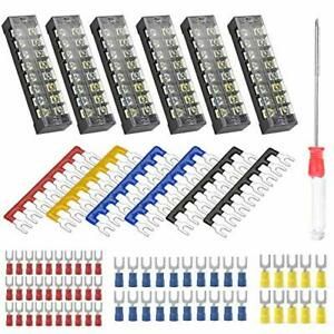 73Pcs6Sets Terminal Block Set 6Pcs 8 Positions 600V 25A Dual Row Screw Termin...