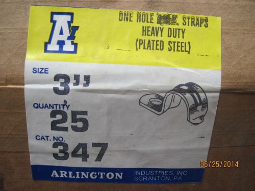 3&#034; plated steel conduit straps 1-hole  Qty 25   Arlington 347 NIB Heavy duty